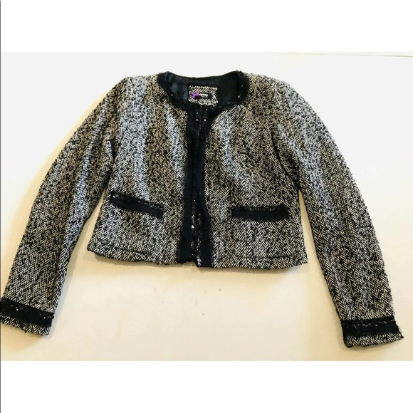 Sinequanone Black Wool Sequin Trim Tweed Jacket 4 - Picture 3 of 8